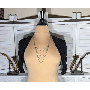 Vintage 90s Y2K Hypnotic bolero top black ruched 3/4 sleeves stretchy sz XL